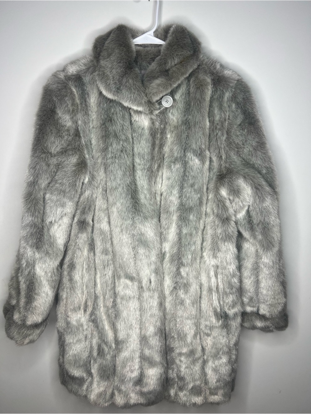 Dennis Basso Women’s Gray Faux Fur Coat Size Large